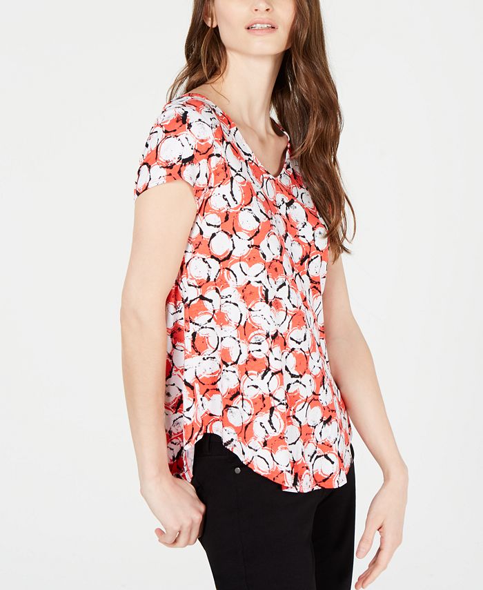 Alfani V-Neck Printed Knit Top, Created for Macy's & Reviews - Tops ...