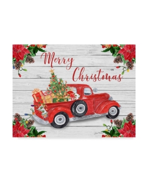Trademark Global Jean Plout 'vintage Red Truck Christmas' Canvas Art In Multi
