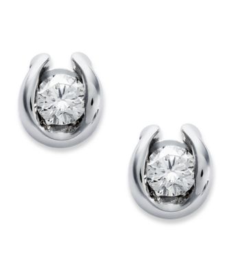 Macy's - Bezel-Set Diamond Earrings in 14k White Gold (1/7 ct. t.w.)