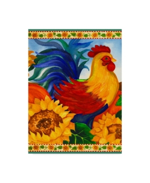 Trademark Global Laurie Korsgaden 'colorful Rooster Centered' Canvas Art In Multi