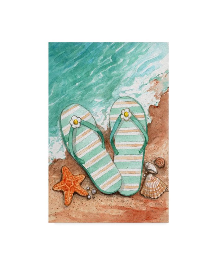 Trademark Global Melinda Hipsher 'Flip Flops On The Beach Plain' Canvas ...