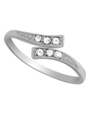 image of Sterling Silver Crystal Bypass Adjustable Toe Ring