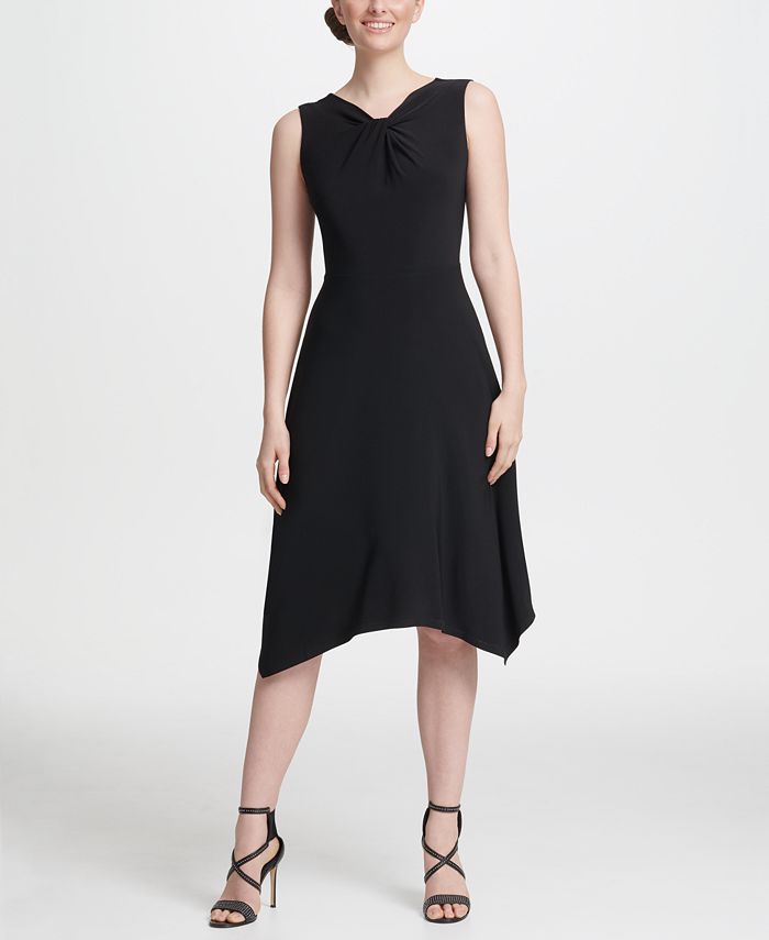 DKNY Twist Neck Jersey A-line Dress - Macy's