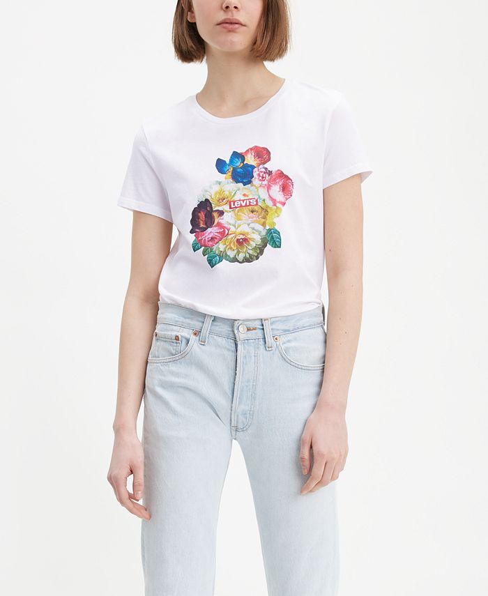 Levi's Women's Cotton The Perfect Tee Floral Graphic T-Shirt - Macy's