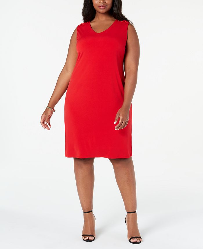JM Collection Plus Size Grommet-Shoulder Sheath Dress, Created For Macy ...