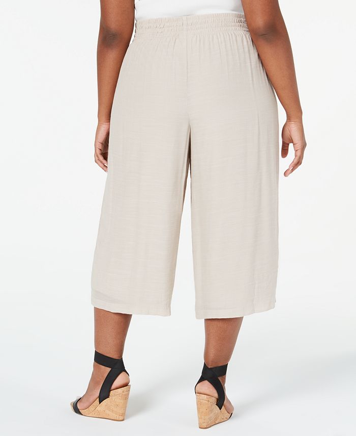 Nicola JM Collection Plus Size Wide-Leg Capri Pants, Created For Macy's ...