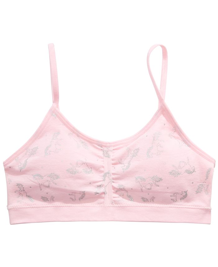 Maidenform Little & Big Girls Cropped Ruched UnicornPrint Bra