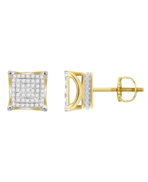 Macy's Men's Diamond (1/4 Ct.t.w.) Square Earring Set In 10k Yellow Gold