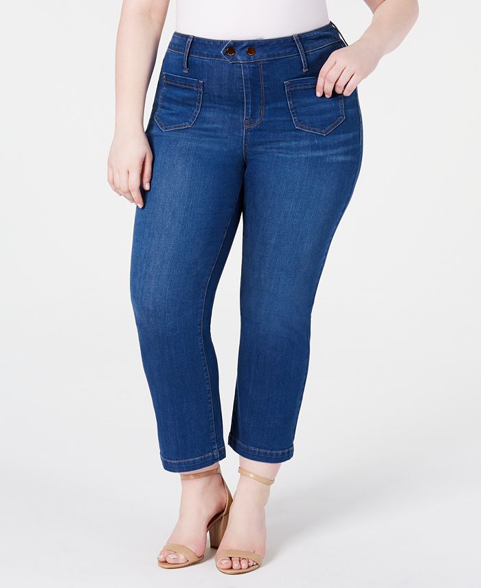 Seven7 Jeans Trendy Plus Size Patch-Pocket Bootcut Jeans - Macy's
