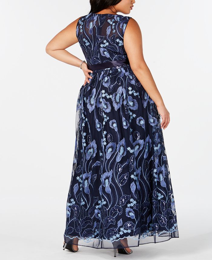 r&m richards plus size sleeveless beaded gown