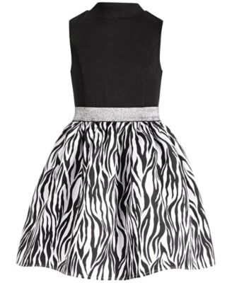 Pink & Violet - Big Girls Mock-Neck Zebra-Print Dress