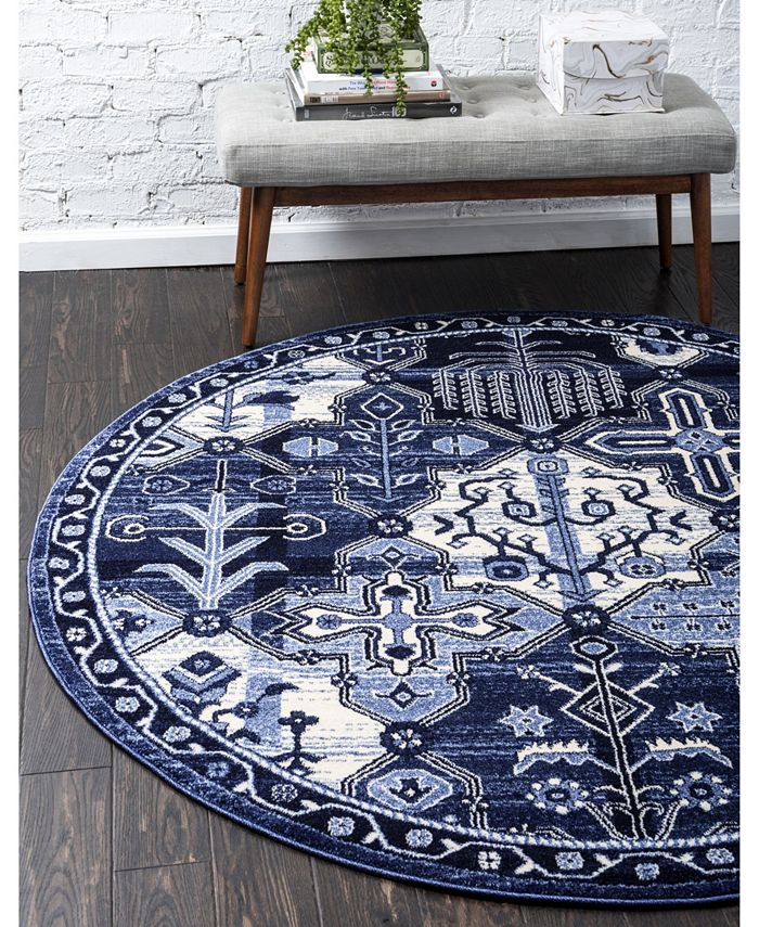 Bayshore Home Aldrose Ald1 Blue 6' x 6' Round Area Rug & Reviews Rugs