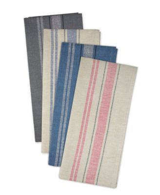 Chambray French Stripe Woven Dishtowel, Set of 3