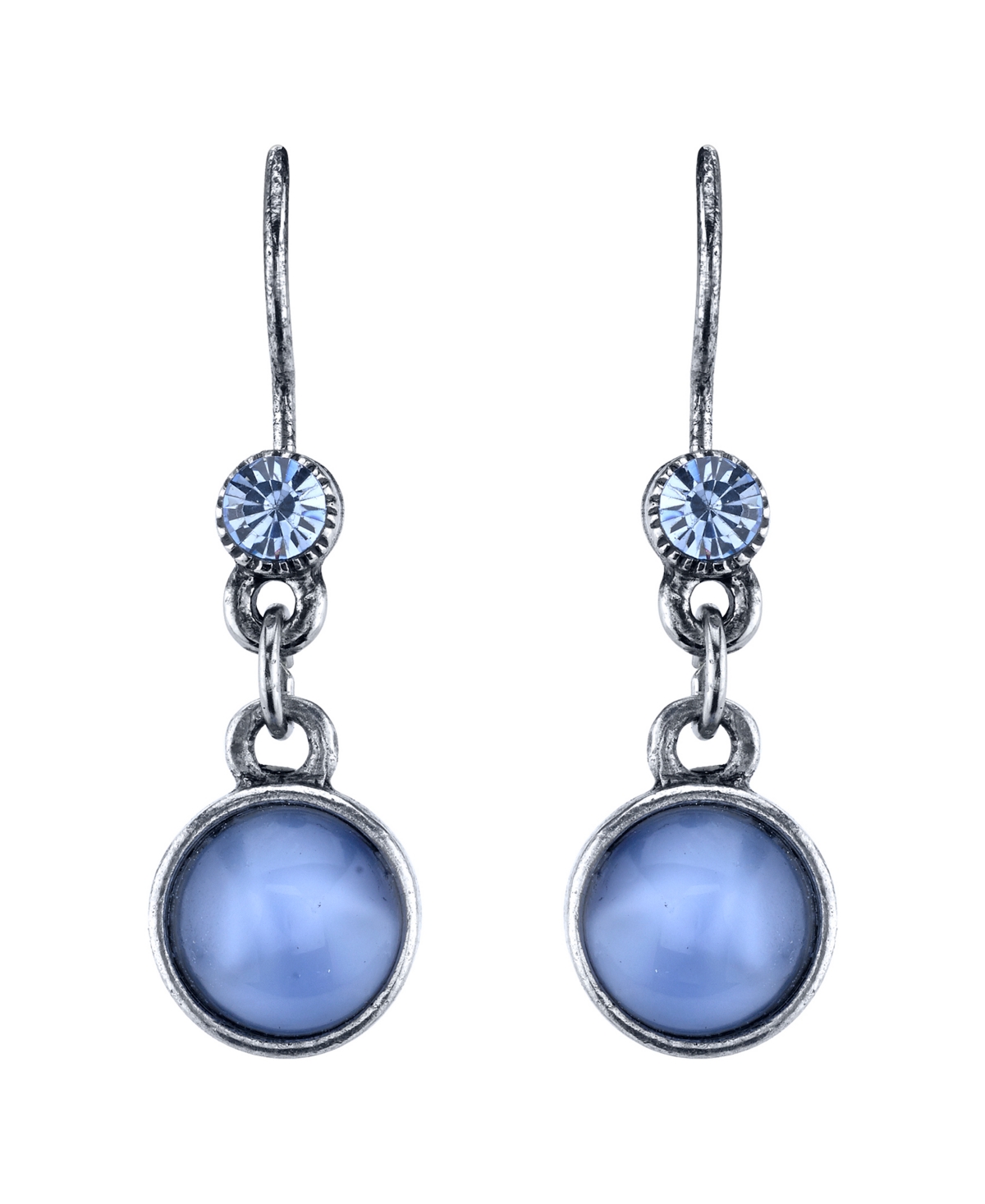 2028 Pewter Tone Lt. Blue Moonstone Drop Earrings
