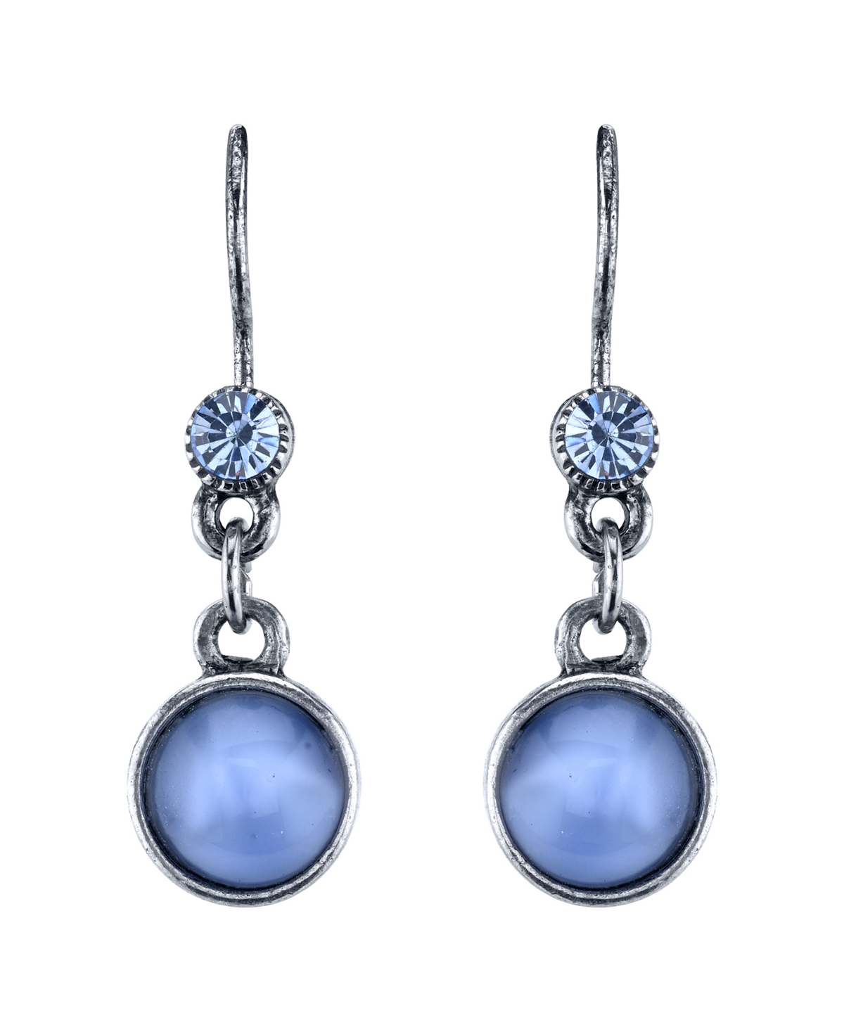 2028 Pewter Tone Lt. Blue Moonstone Drop Earrings