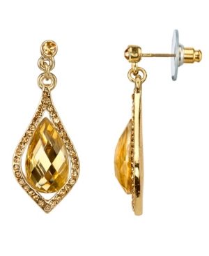 image of 2028 Gold-Tone Lt. Colorado Caged Briolette Drop Earrings