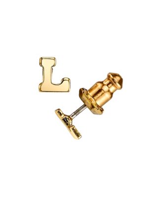 14K Gold-Dipped Initial Button Earrings