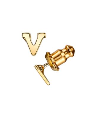 14K Gold-Dipped Initial Button Earrings