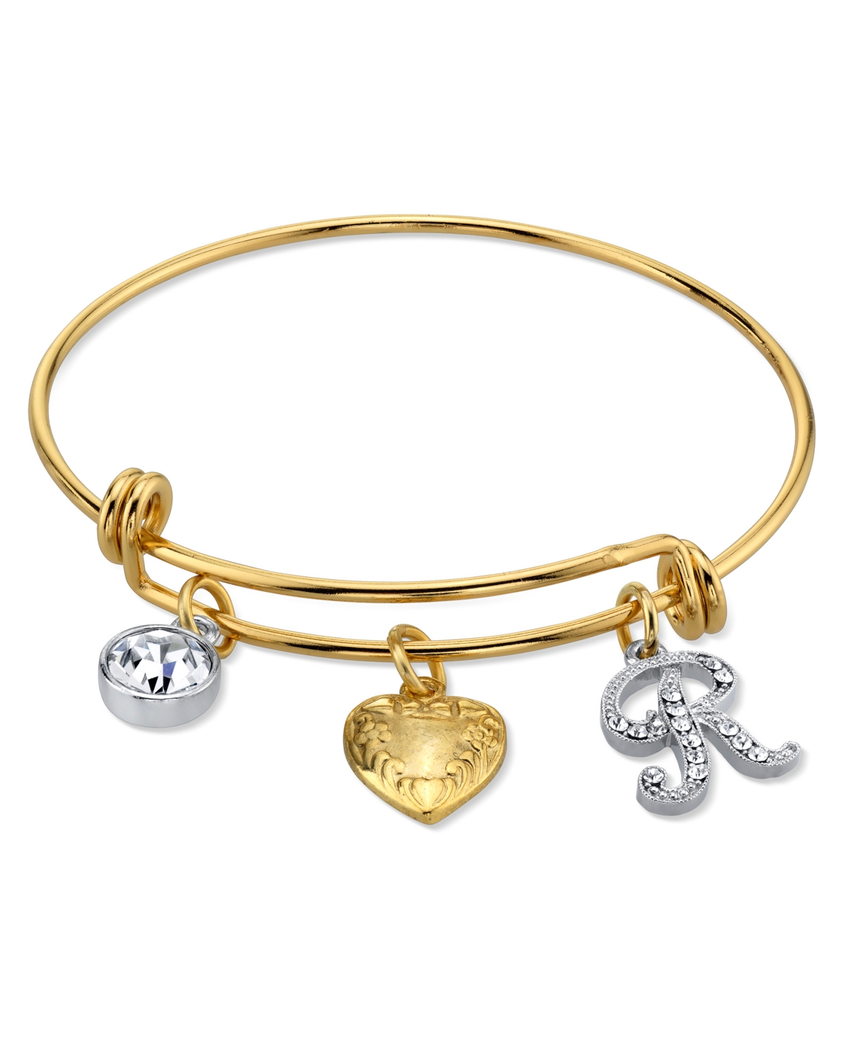 Shop 2028 14k Gold-dipped Heart And Initial Crystal Charm Bracelet