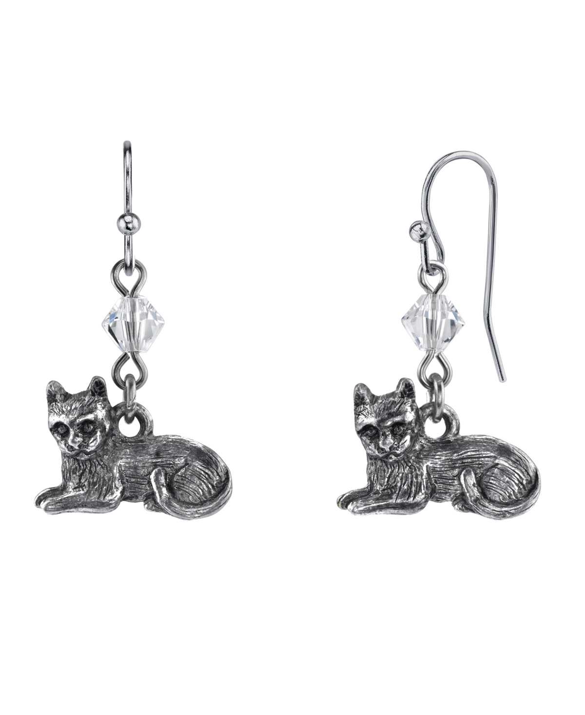 Pewter Cat Wire Earrings - Pewter