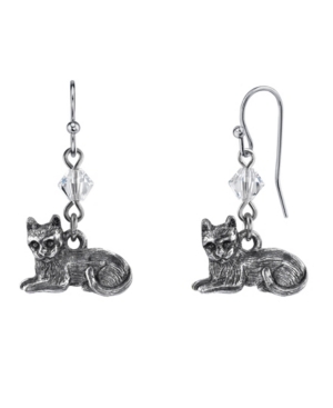 image of 2028 Pewter Cat Wire Earrings