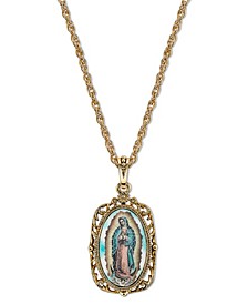 14K Gold-Dipped Enamel Lady of Guadalupe Medallion Necklace 24"