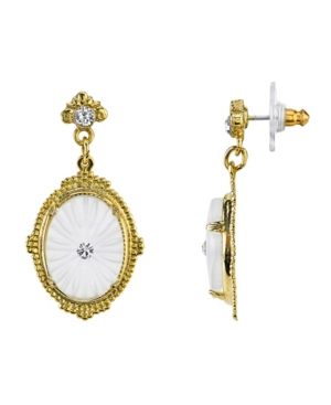image of Downton Abbey Gold-Tone Frosted Lalique-Inspired Oval Drop Earrings