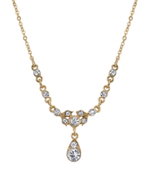 image of Downton Abbey Gold-Tone Belle Epoch with Crystal Accent Stones Drop Necklace 16