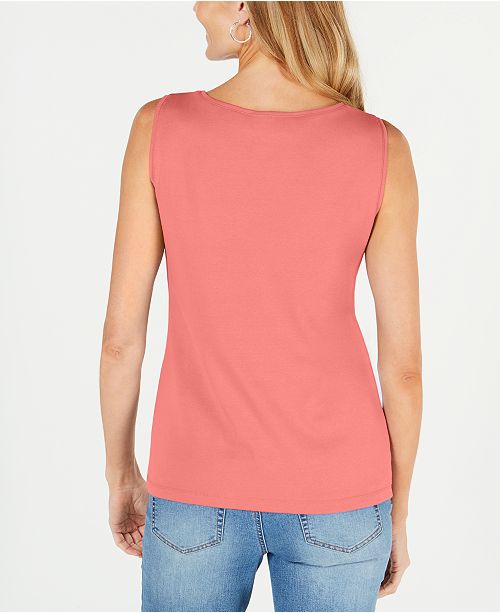 Karen Scott BoatNeck Cotton Tank Top, Created for Macy's & Reviews