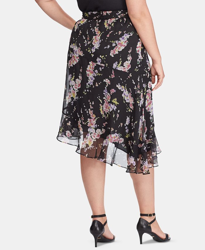 Lauren Ralph Lauren Plus-Size Floral-Print Asymmetrical Skirt & Reviews ...