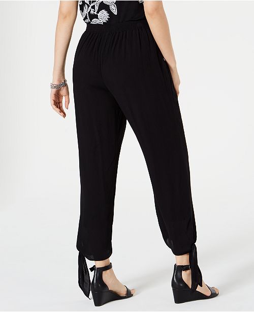 JM Collection TieHem Textured Cropped Pants, Created for Macy's