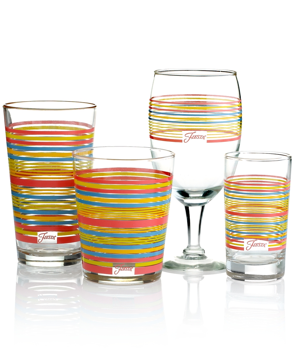 Fiesta Set of 4 Flamingo Stripes Glassware Collection   Shop All