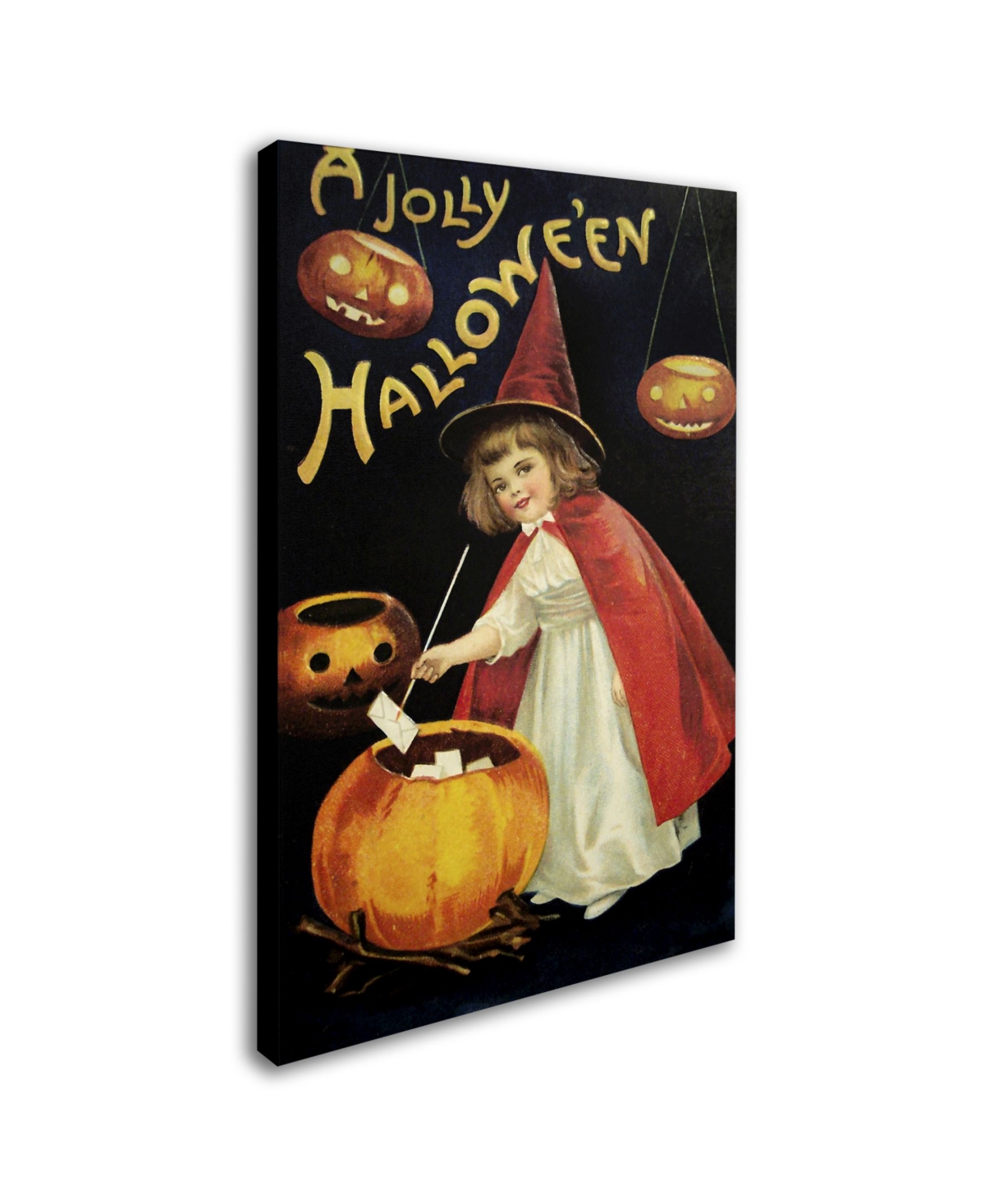 Vintage Apple Collection 'Little Red Halloween Witch' Canvas Art -
