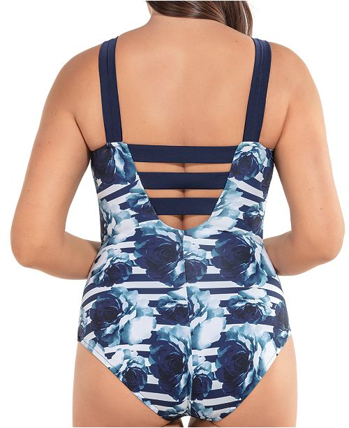 Leonisa Deep Plunge Strappy Slimming OnePiece Bathing Suit & Reviews
