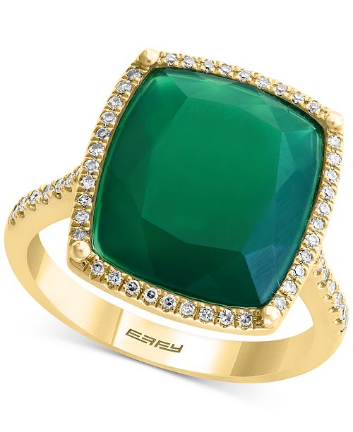 Effy Collection Effy Green Onyx Diamond 1 5 Ct T W Statement Ring In 14k Gold Reviews Rings Jewelry Watches Macy S