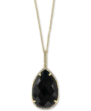 image of Effy Onyx (22 x 15mm) & Diamond (1/8 ct. t.w.) 18