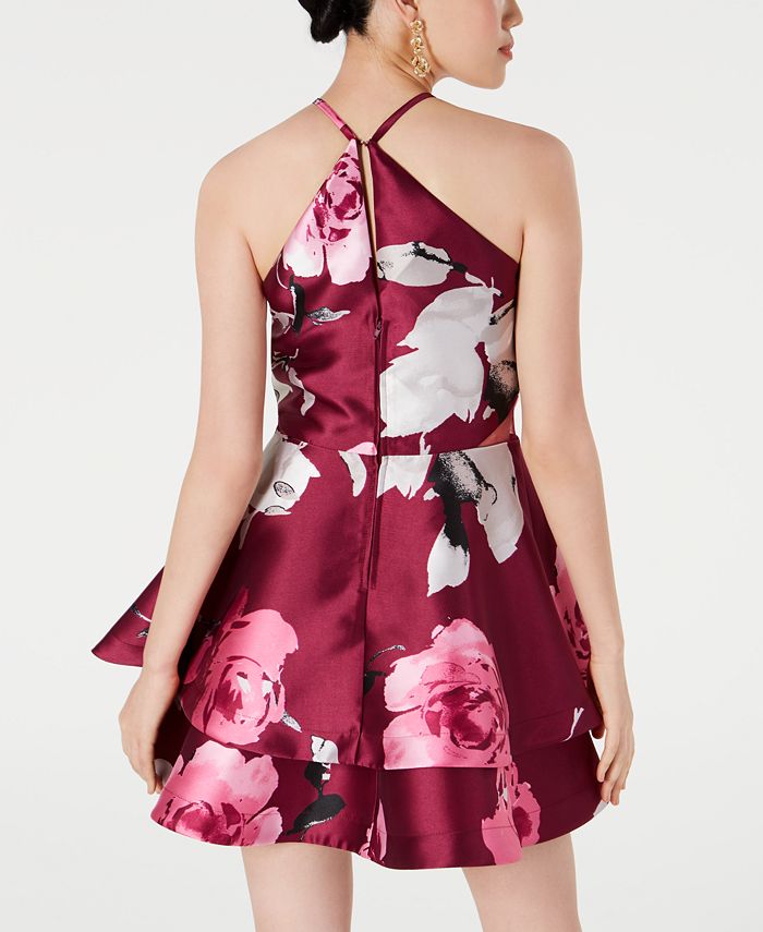 Speechless Juniors' Floral Layered Halter Dress Macy's