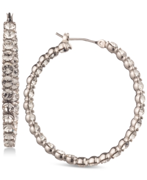 image of Givenchy Silver-Tone Inside-Out Crystal Medium Hoop Earrings