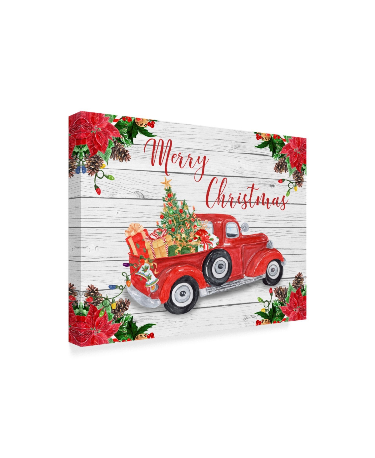 Jean Plout 'Vintage Red Truck Christmas' Canvas Art -