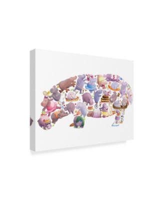 Louise Tate 'Hippo Collage' Canvas Art - 24" x 18"
