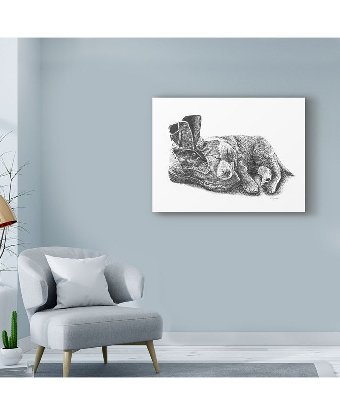 Trademark Global Let Your Art Soar 'Puppy And Boot Line Art' Canvas Art ...