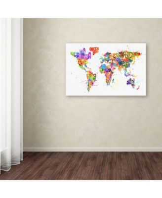 Trademark Global Michael Tompsett 'Text Map of the World III' Canvas Art - 14" x 19"
