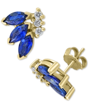 image of Effy Sapphire (2 ct. t.w.) & Diamond (1/6 ct. t.w.) Stud Earrings in 14k Gold