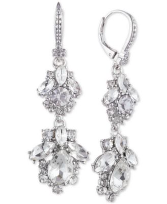 Crystal Cluster Double Drop Earrings