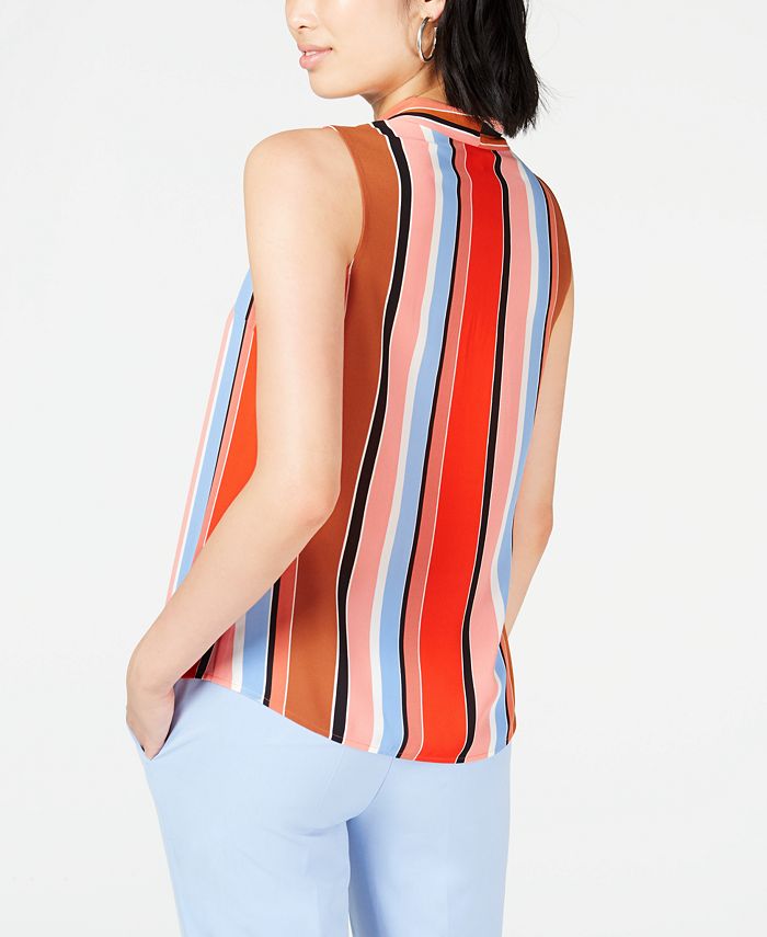 Bar III Striped Inverted-Pleat Blouse, Created for Macy's - Macy's