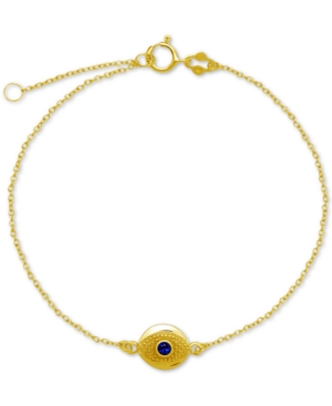 Blue Glass Evil Eye Ankle Bracelet in Sterling Silver