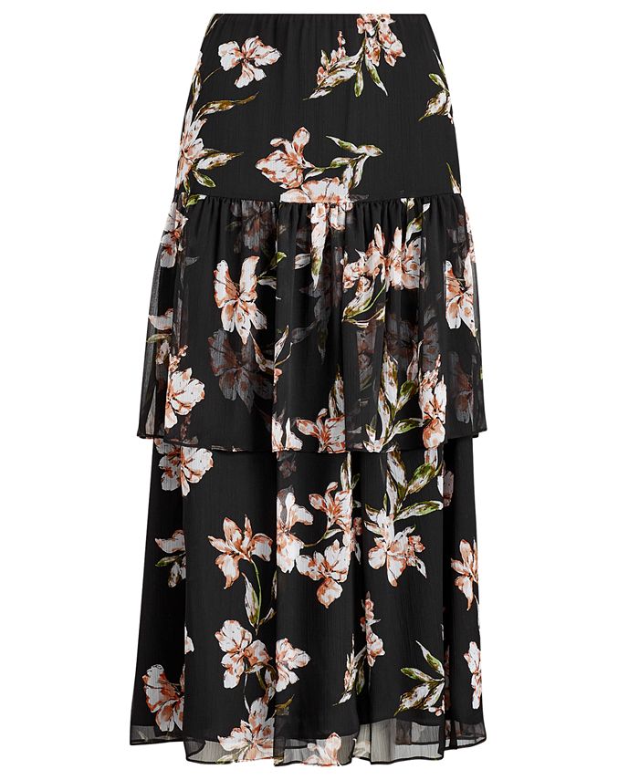 Ralph Lauren Women's Tiered Georgette Peasant Skirt Red Size 4 P