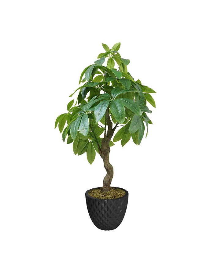 Vintage Home - Artificial Faux Real Touch 54" Tall Pachira Aquatica Real Touch And Fiberstone Planter
