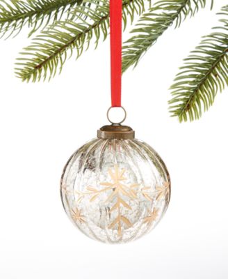Holiday Lane - Spotted Owl Gold Crackle Ball Ornament