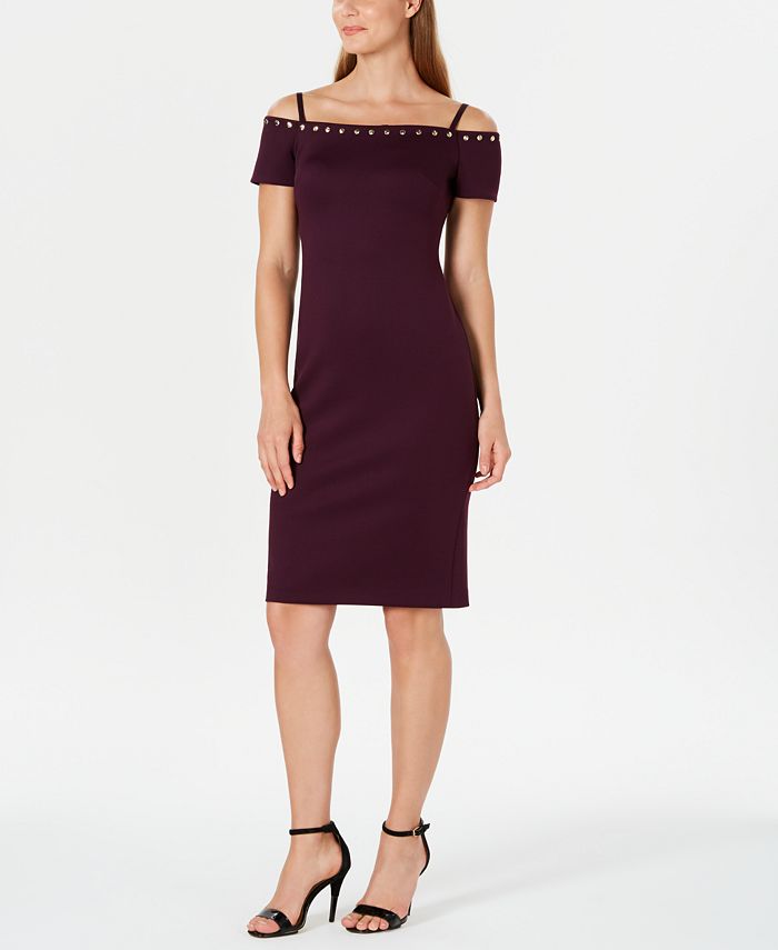 Macy's calvin klein off shoulder on sale dress
